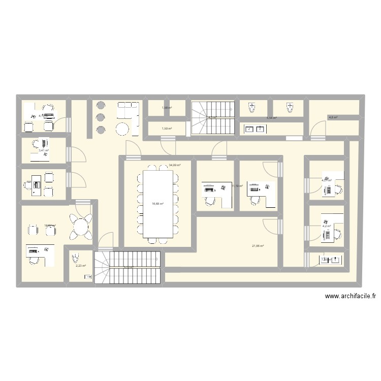 Plan  4em Etage. Plan de 17 pièces et 144 m2