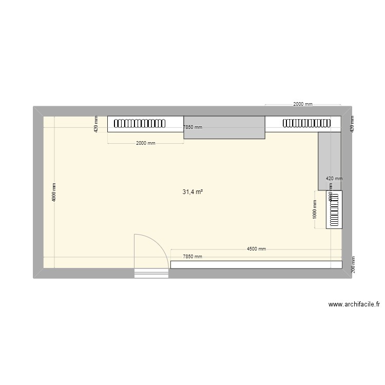 Salle de restauration. Plan de 1 pièce et 31 m2