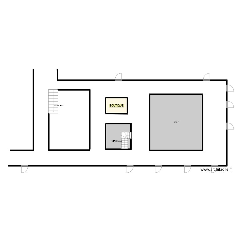 1 ETAGE. Plan de 3 pièces et 58 m2