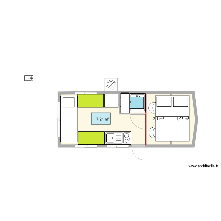 cc v1. Plan de 3 pièces et 11 m2