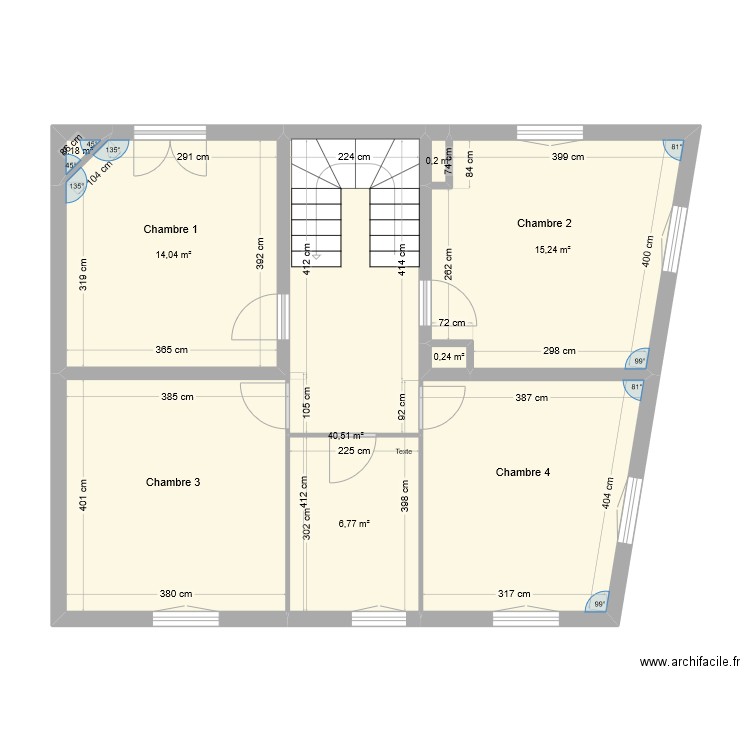 Rouffignac 1 étage. Plan de 7 pièces et 77 m2