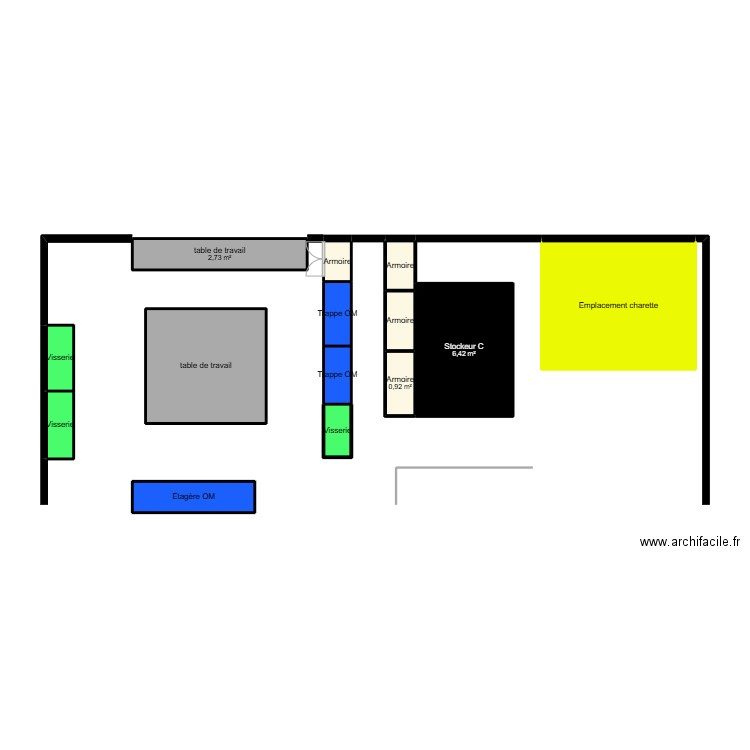 Structure. Plan de 14 pièces et 35 m2