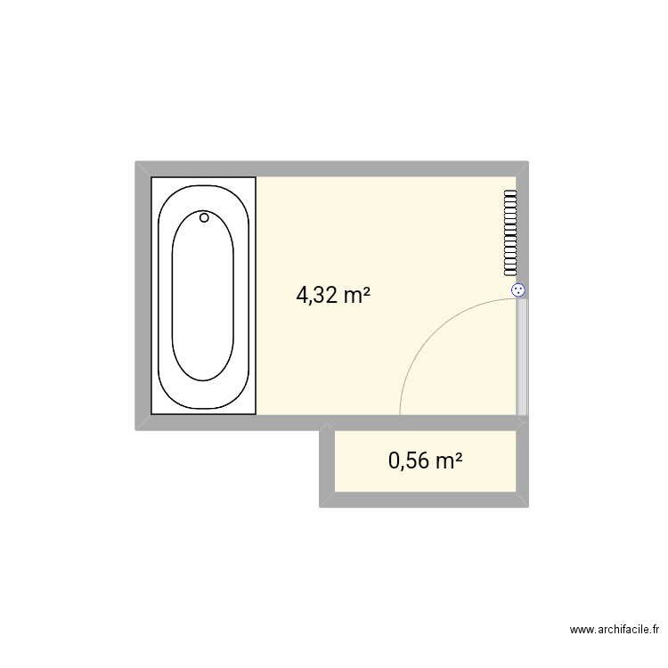 Salle de bain. Plan de 2 pièces et 5 m2