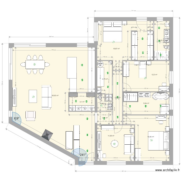 MAISON PLAN DISPO ELEC. Plan de 12 pièces et 156 m2