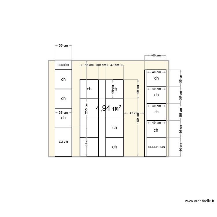 bouabre 2. Plan de 1 pièce et 5 m2