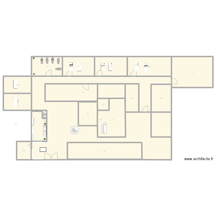 spa. Plan de 19 pièces et 1539 m2