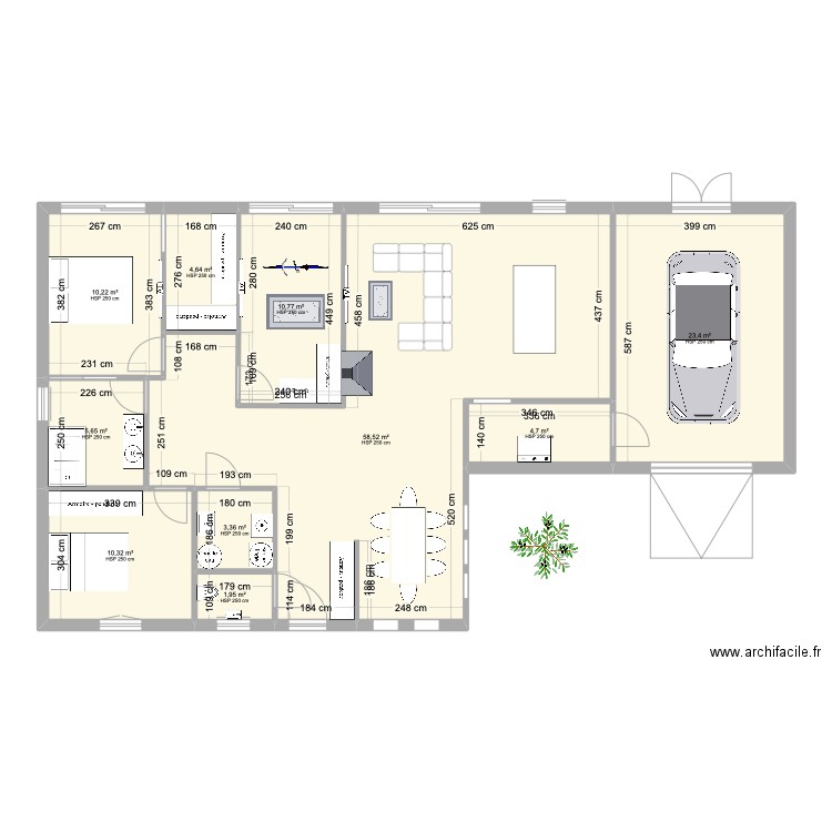 maison Léa. Plan de 10 pièces et 134 m2