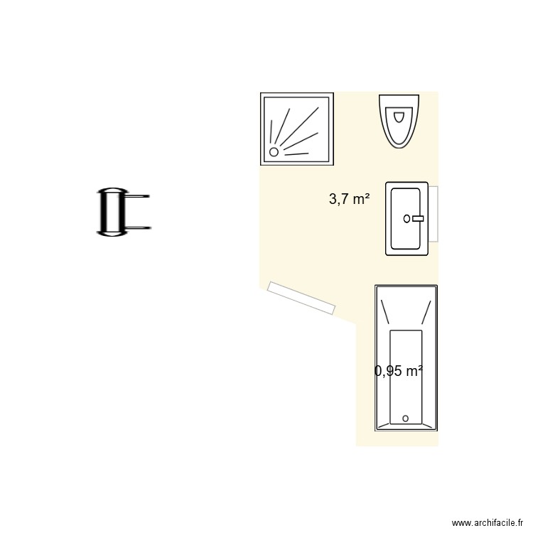 salle de bain. Plan de 2 pièces et 5 m2