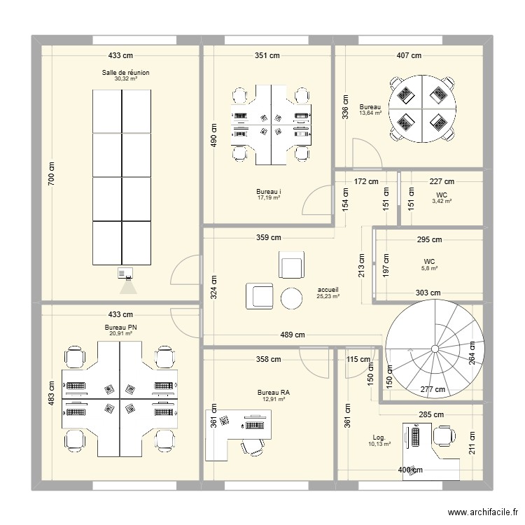 St ouen 1er étage. Plan de 9 pièces et 140 m2