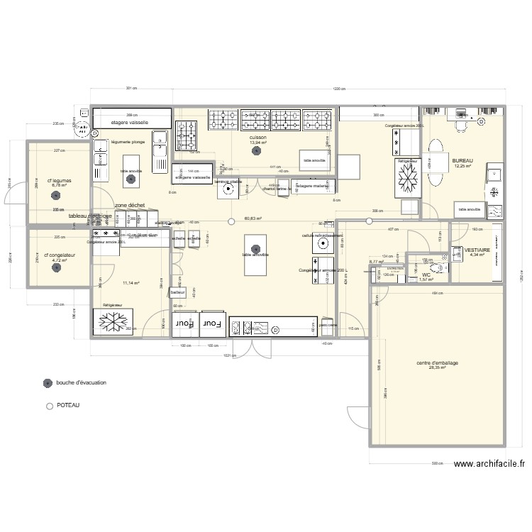 patisserie 5. Plan de 12 pièces et 153 m2