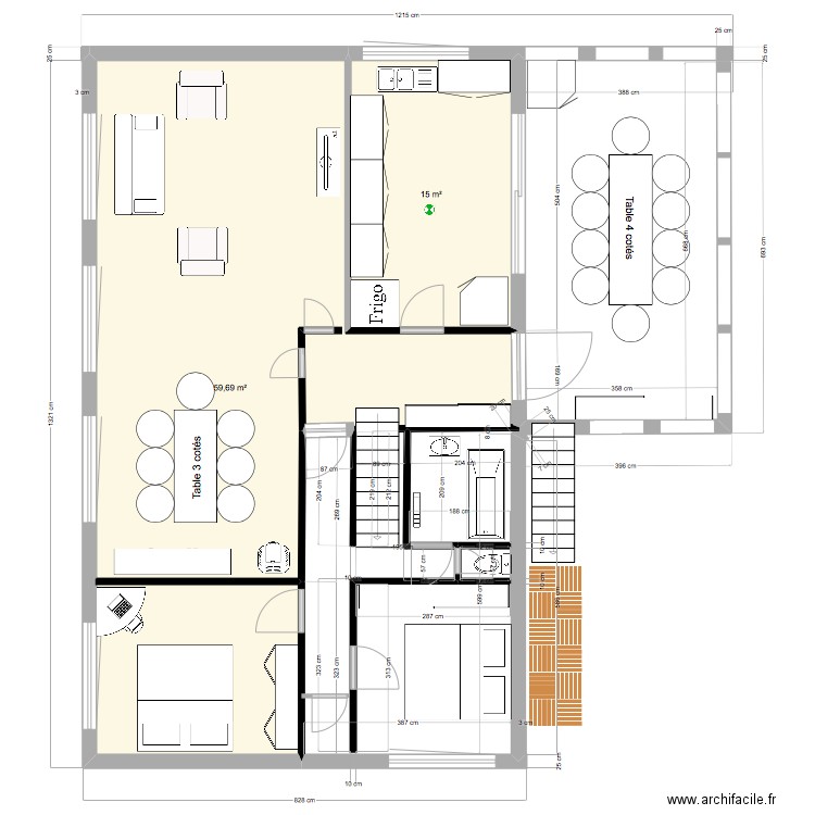 Maison M Claude & Arlette. Plan de 2 pièces et 75 m2