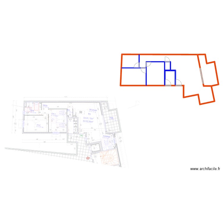 Plan Samad 20240817. Plan de 3 pièces et 146 m2