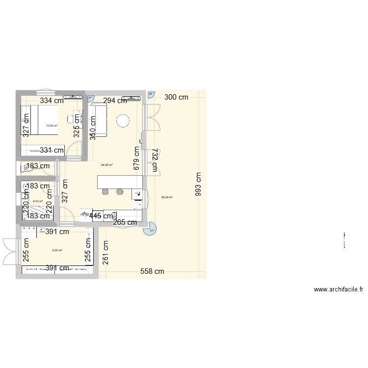 maison TDH. Plan de 6 pièces et 87 m2