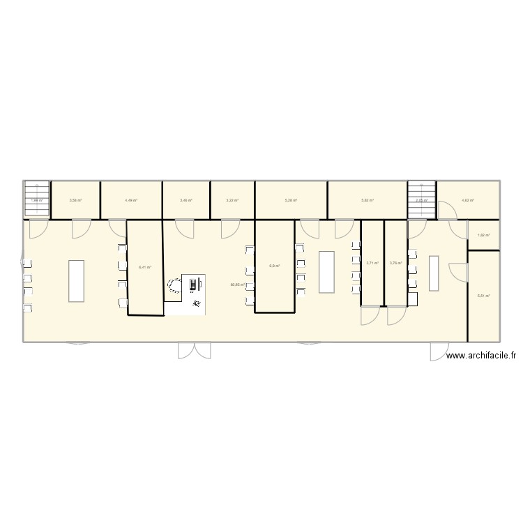 MSP. Plan de 16 pièces et 144 m2