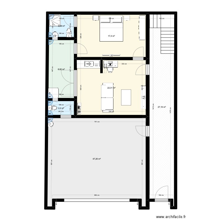 Keur_Massar. Plan de 7 pièces et 129 m2