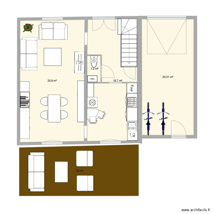 Bourtheroulde-Acquisition. Plan de 5 pièces et 86 m2