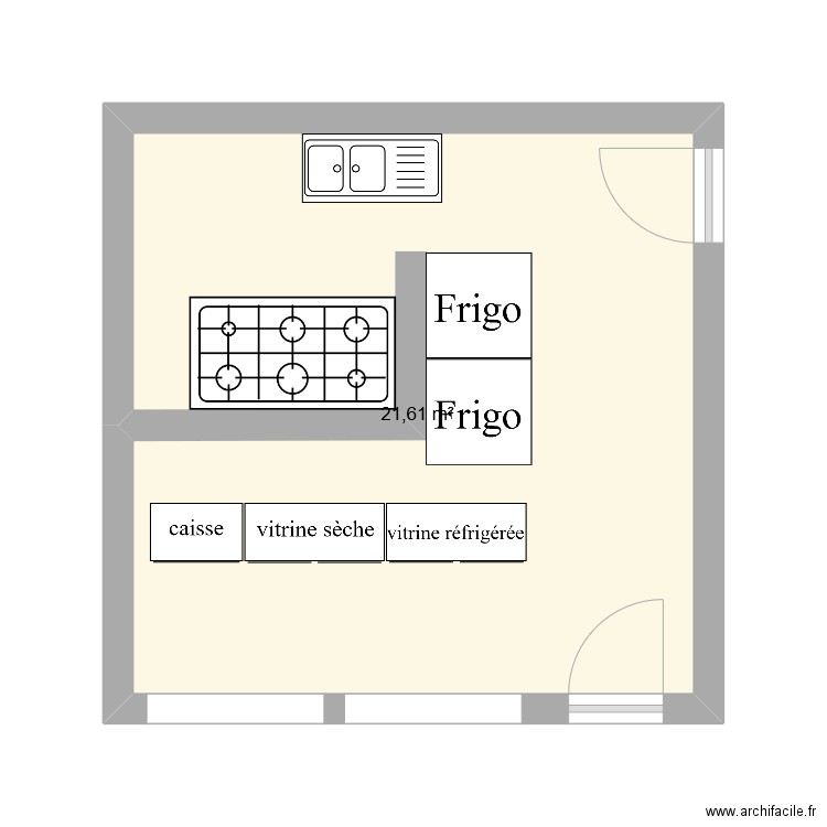 plan magasin. Plan de 1 pièce et 22 m2