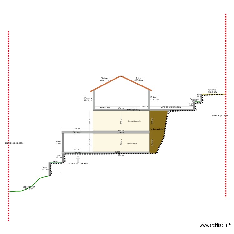 Plan de coupe. Plan de 0 pièce et 0 m2