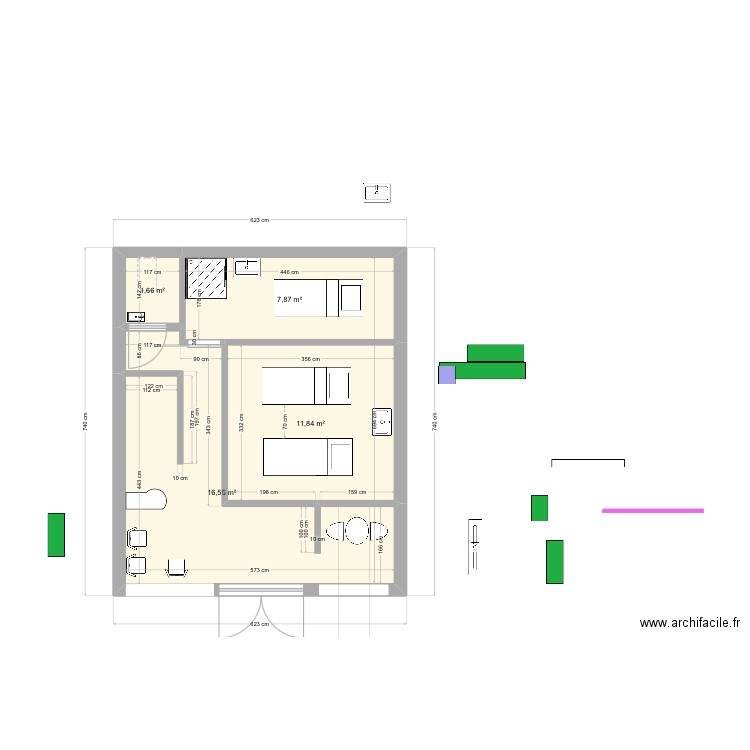 ESTHÉTIQUE 4. Plan de 4 pièces et 38 m2