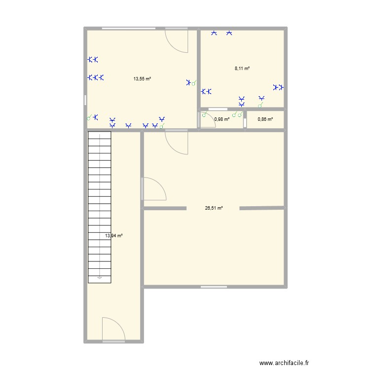 maison. Plan de 6 pièces et 64 m2