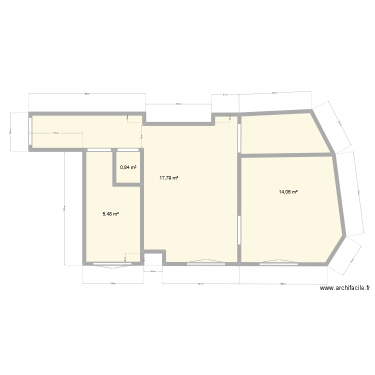 Appartement Mamie (actuel). Plan de 4 pièces et 38 m2