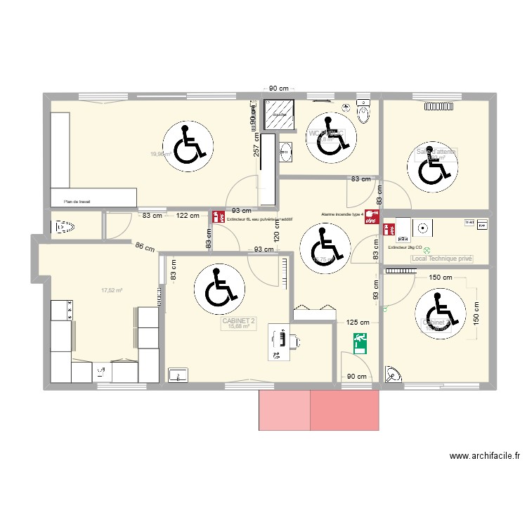 CABINET DR THOMAS  sécurité. Plan de 8 pièces et 100 m2