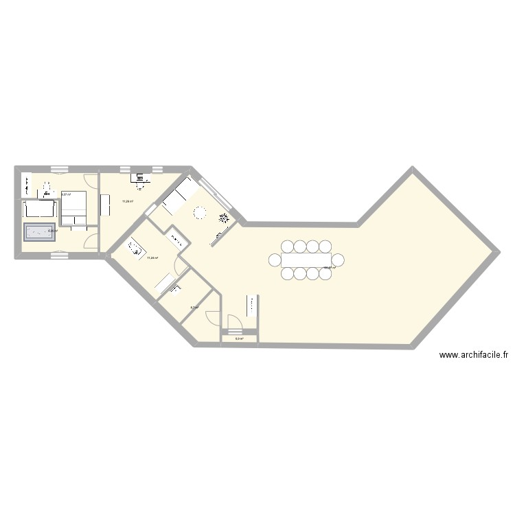 Projet Agrandissement. Plan de 7 pièces et 158 m2