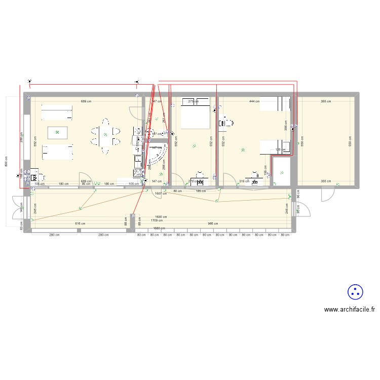 prise electrique. Plan de 7 pièces et 142 m2