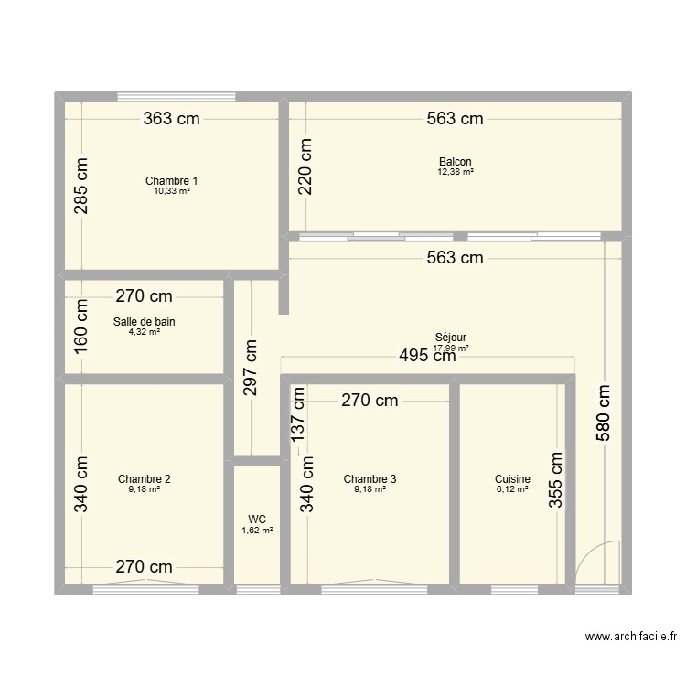 Appt A21 Les Eucalyptus. Plan de 8 pièces et 71 m2