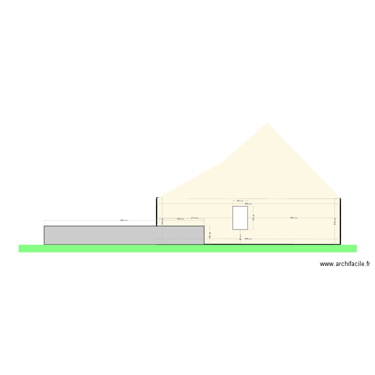 Façade Est. Plan de 1 pièce et 25 m2