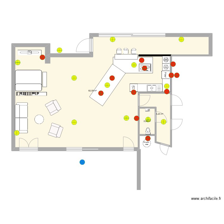 sejou brignoles projeté ELEC. Plan de 3 pièces et 90 m2