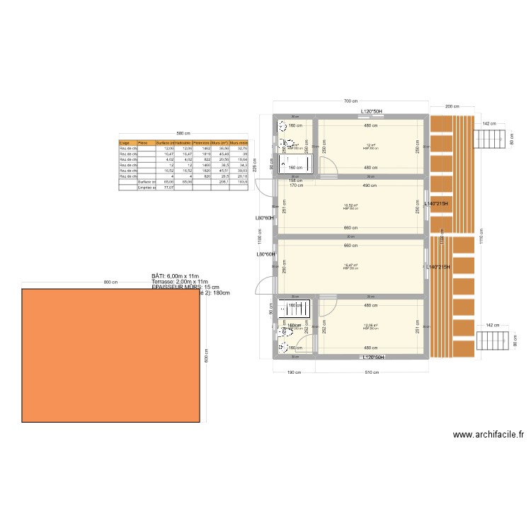 Plan bangalows Moorea Final Toiture. Plan de 6 pièces et 65 m2