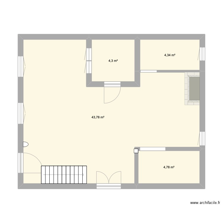 Maisonnette V2. Plan de 4 pièces et 57 m2