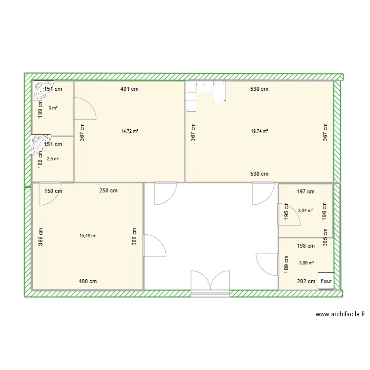 projet 1. Plan de 7 pièces et 63 m2