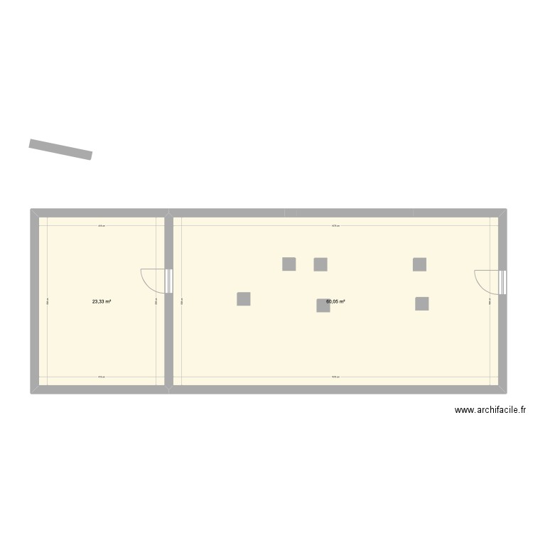 Bureaux. Plan de 2 pièces et 83 m2