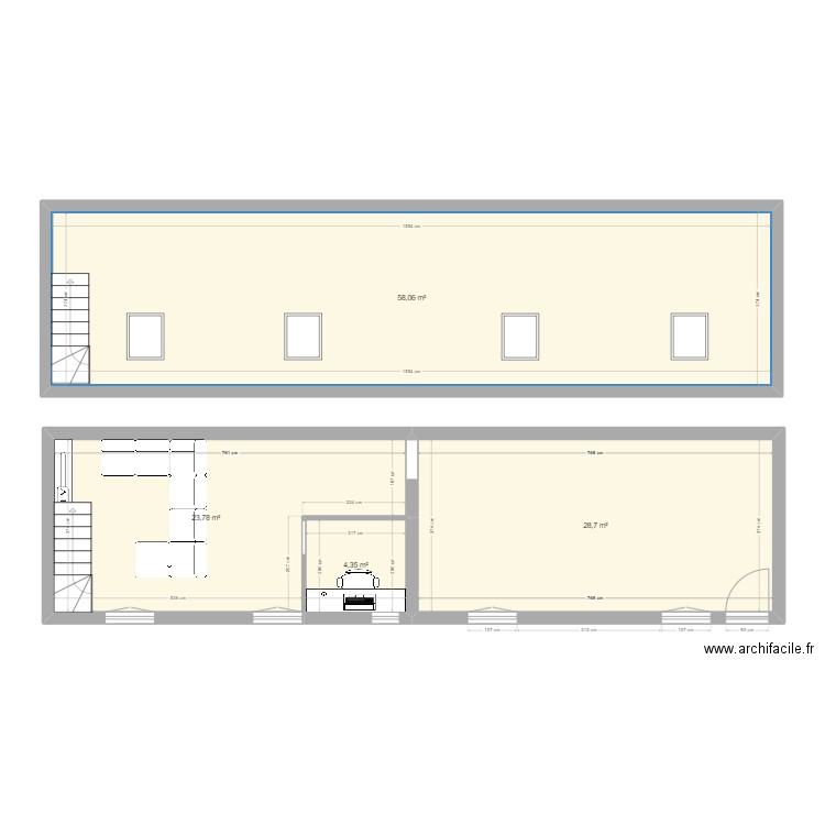 RDC 1. Plan de 4 pièces et 115 m2