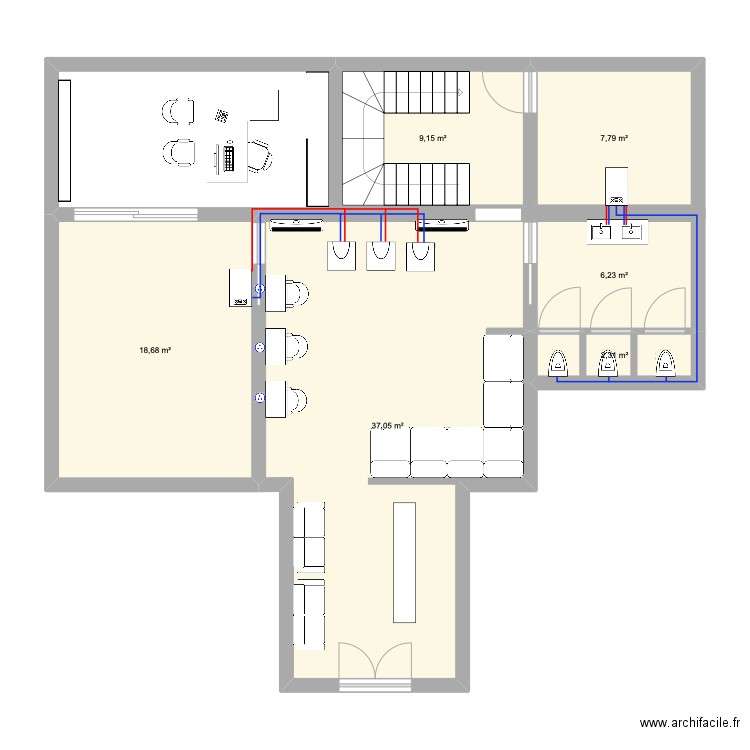 CAK SALON #1. Plan de 6 pièces et 81 m2