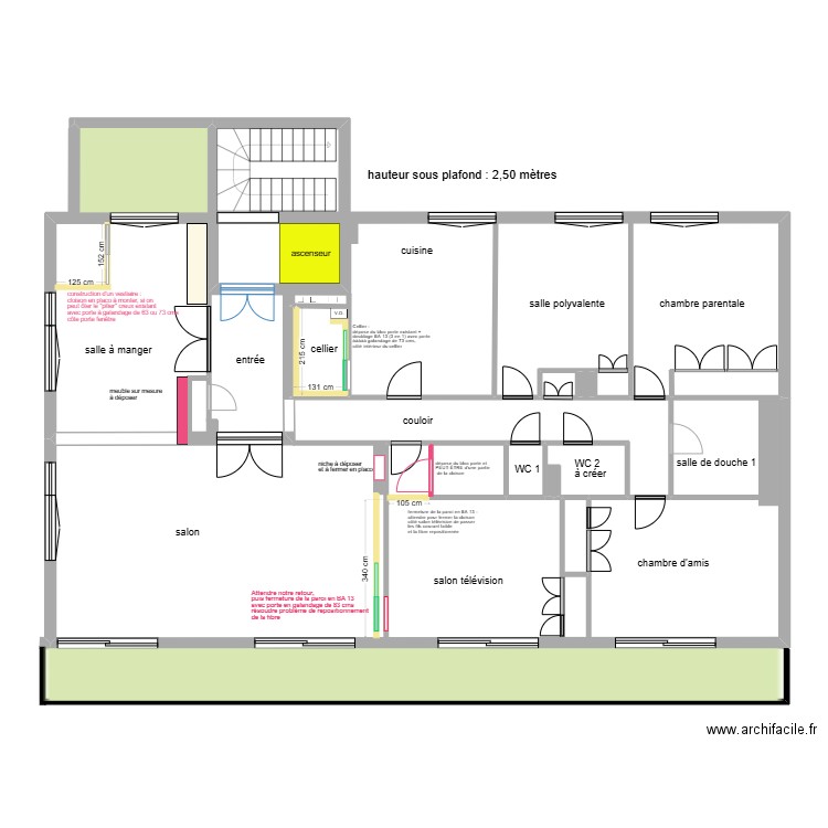 Appartement MAYEUR placo. Plan de 6 pièces et 178 m2