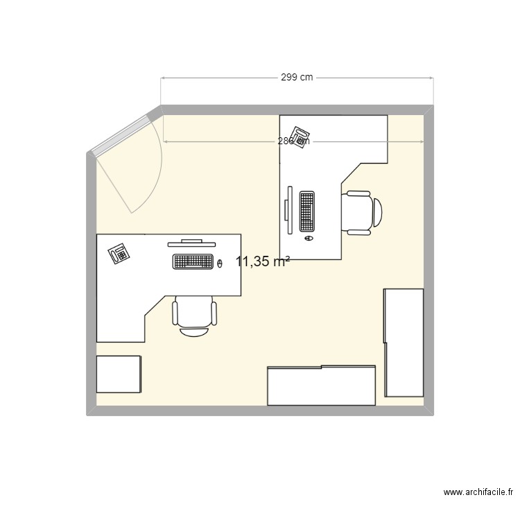 BUREAU V1. Plan de 1 pièce et 11 m2