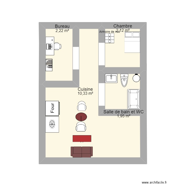 Projet Info dernier plan immeuble. Plan de 4 pièces et 17 m2