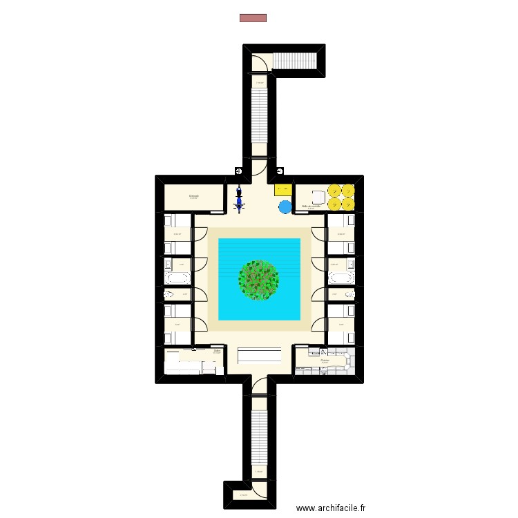 Bunker isolé. Plan de 27 pièces et 506 m2