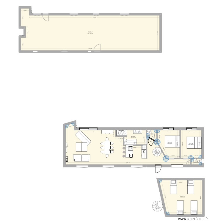 grand gite. Plan de 8 pièces et 200 m2