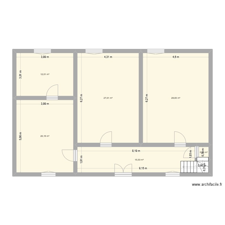 presbytère2. Plan de 6 pièces et 104 m2