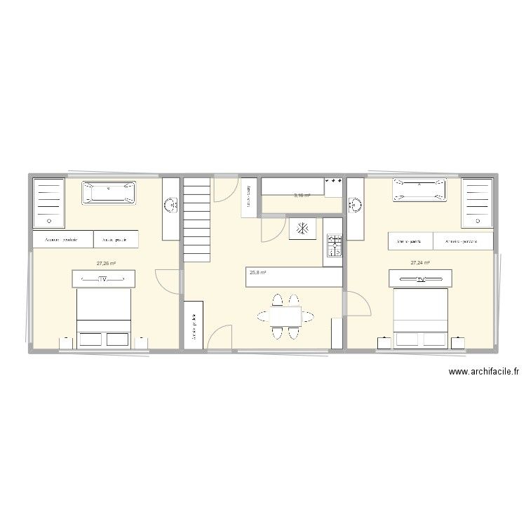 maison. Plan de 4 pièces et 83 m2