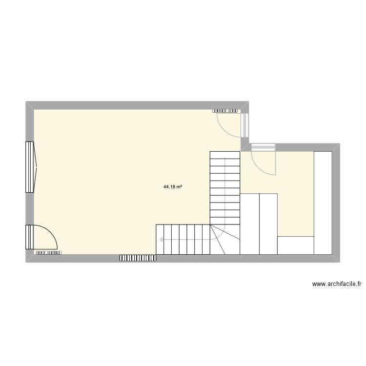 Pièce de vie La Saônette. Plan de 1 pièce et 44 m2