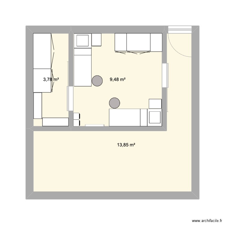 plan 2. Plan de 3 pièces et 27 m2