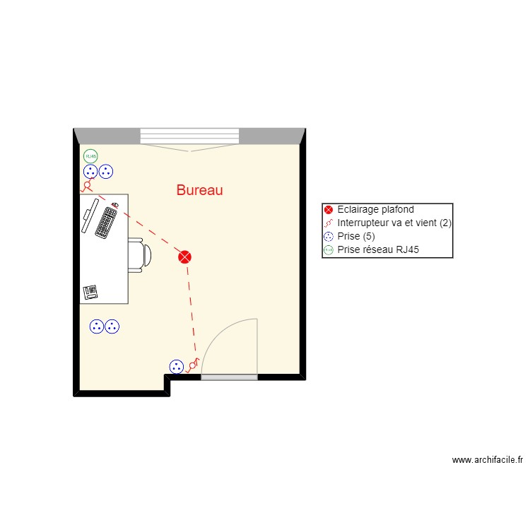 ELECTRICITE BUREAU. Plan de 1 pièce et 9 m2