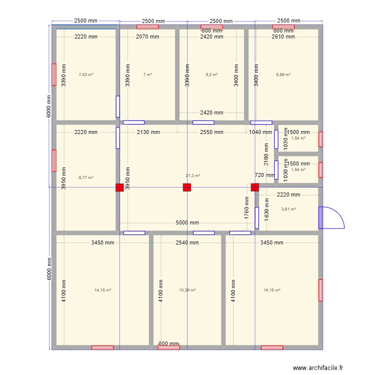 Пушкино 8м. Plan de 12 pièces et 107 m2