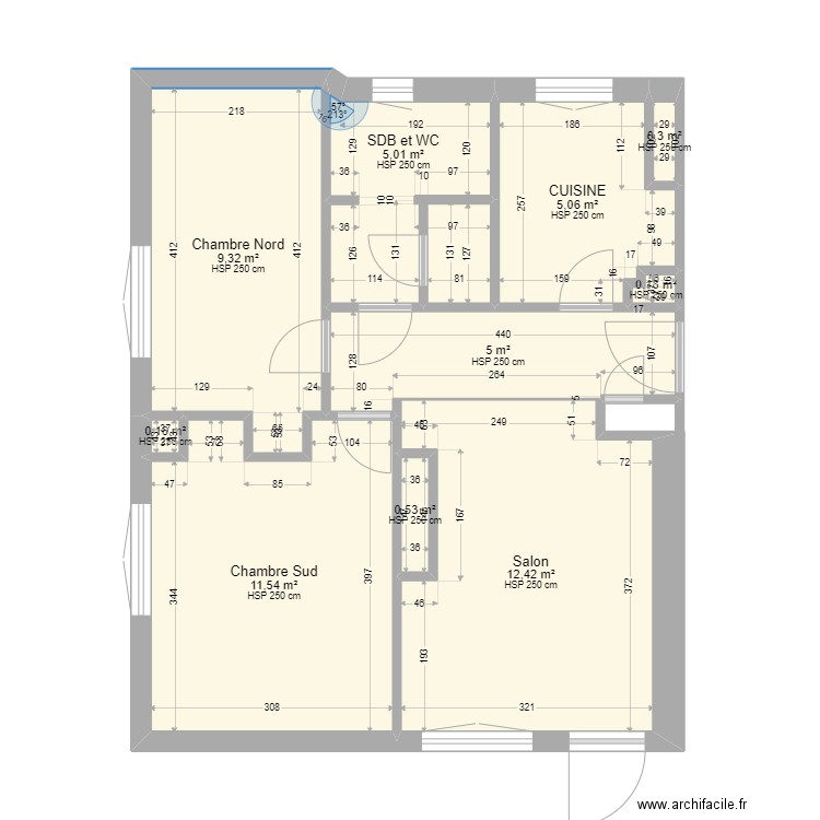 Appart. Plan de 10 pièces et 50 m2