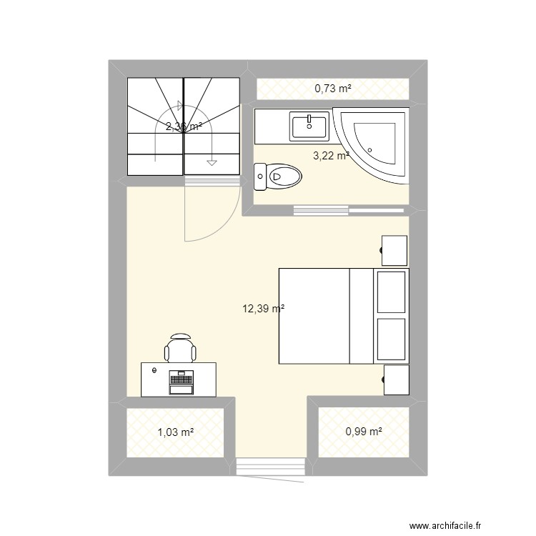 Logement milieu étage 151224. Plan de 6 pièces et 21 m2